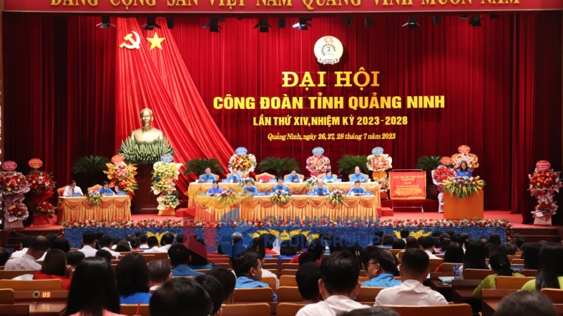Đại hội Công đoàn tỉnh Quảng Ninh lần thứ XIV, nhiệm kỳ 2023-2028 khai mạc tại TP Hạ Long (7-2023). Ảnh: Thu Chung