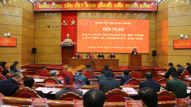 Hội nghị Ban Chấp hành Đảng bộ tỉnh lần thứ 46 (1-2024). Ảnh: Thu Chung