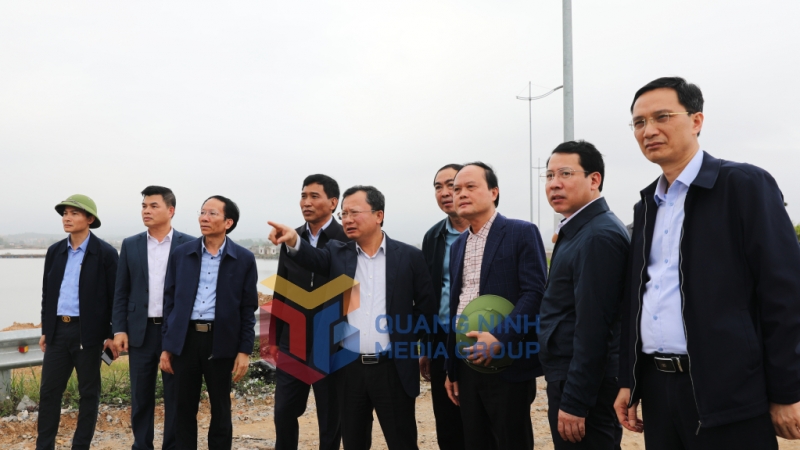 Đồng chí Chủ tịch UBND tỉnh kiểm tra công tác quy hoạch, sử dụng đất khu vực vịnh Cửa Lục, TP Hạ Long (2-2024). Ảnh: Đỗ Phương