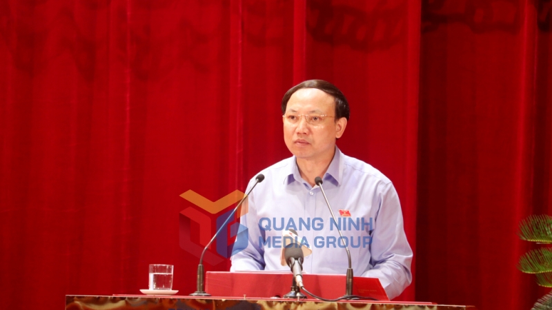 Đồng chí Nguyễn Xuân Ký, Ủy viên Trung ương Đảng, Bí thư Tỉnh ủy, Chủ tịch HĐND tỉnh, phát biểu tại hội nghị (6-2023). Ảnh: Thu Chung