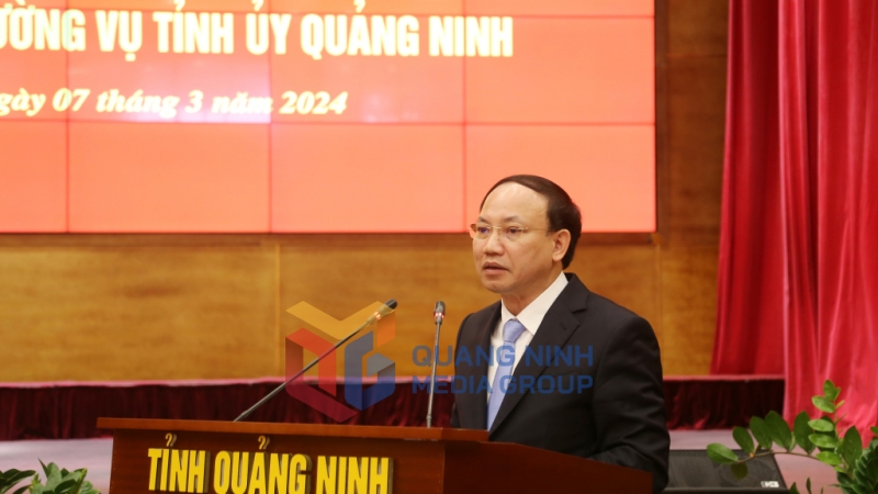 2024-03_Bí thư Tỉnh ủy Nguyễn Xuân Ký phát biểu tại cuộc làm việc. Ảnh: Thu Chung