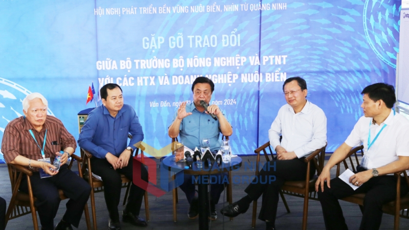 2024-03-Bộ trưởng Bộ NN&PTNT Lê Minh Hoan với các HTX, doanh nghiệp nuôi trồng thủy sản- phát biểu tại buổi gặp gỡ. Ảnh: Nguyễn Thanh
