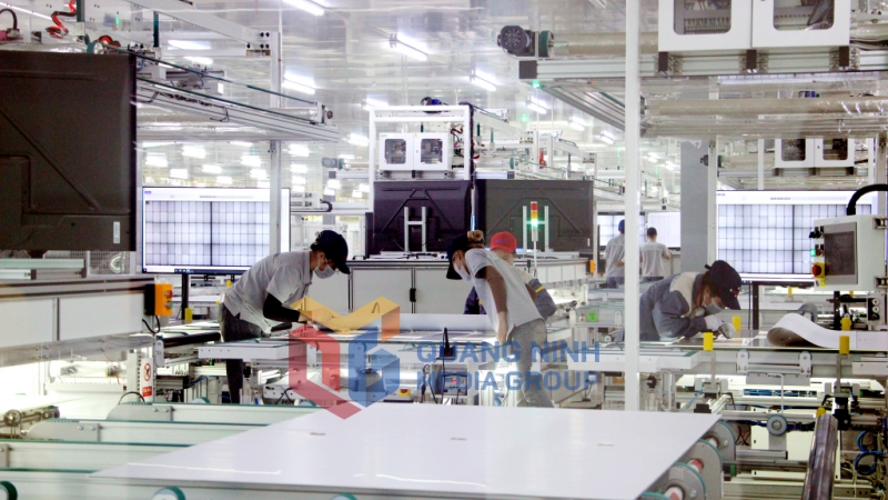 Sản xuất sản phẩm công nghiệp chế biến, chế tạo tại Nhà máy Jinko Solar 1 (6-2024). Ảnh: Mạnh Trường