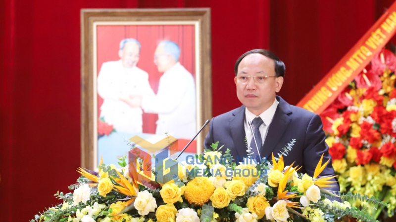 Đồng chí Nguyễn Xuân Ký, Ủy viên Trung ương Đảng, Bí thư Tỉnh ủy, Chủ tịch HĐND tỉnh, phát biểu chỉ đạo Đại hội (7-2024). Ảnh: Mạnh Trường
