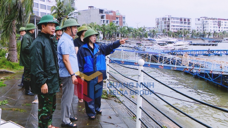 2024-09_Trịnh Thị Minh Thanh, Phó Bí thư Thường trực Tỉnh ủy chỉ đạo công tác khắc phục tại cảng tàu quốc tế Tuần Châu. Ảnh: Minh Toàn