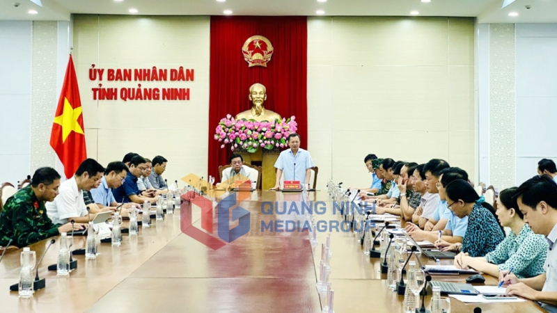 Đồng chí Cao Tường Huy, Phó Bí thư Tỉnh ủy, Chủ tịch UBND tỉnh, phát biểu tại buổi làm việc (9-2024). Ảnh: Thu Chung
