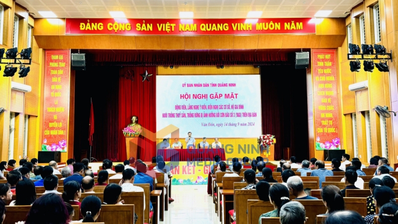 2024-09_Chủ tịch UBND tỉnh Cao Tường Huy gặp mặt, tiếp nhận các kiến nghị của người NTTS, trồng rừng ở Vân Đồn bị thiệt hại do bão số 3- Quang cảnh hội nghị gặp mặt. Ảnh Đỗ Phương