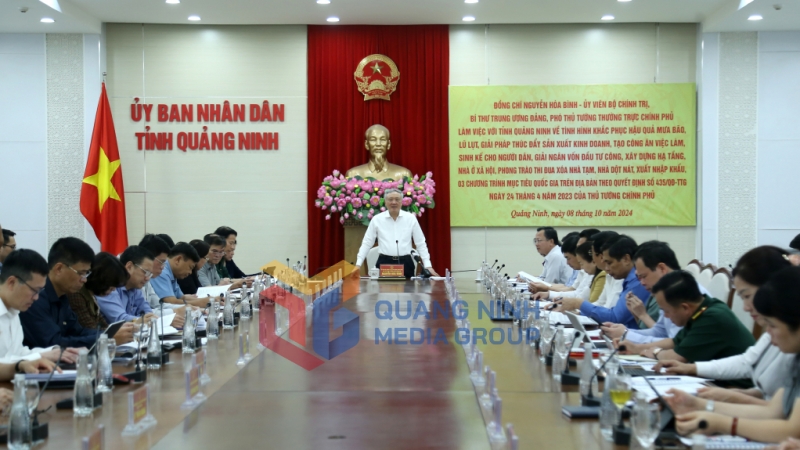 Phó Thủ tướng Thường trực Chính phủ Nguyễn Hòa Bình làm việc với tỉnh Quảng Ninh (10-2024). Ảnh: Đỗ Phương