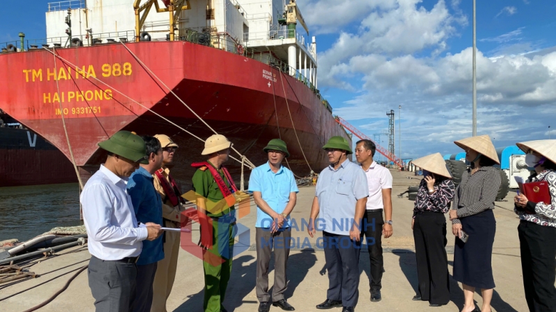 Đoàn giám sát của HĐND tỉnh khảo sát cảng Nosco, TX Quảng Yên (10-2024). Ảnh: Cao Quỳnh
