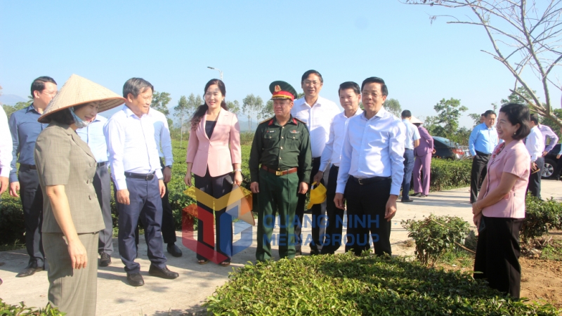 Đồng chí Vũ Đại Thắng, Ủy viên Trung ương Đảng, Bí thư Tỉnh ủy, thăm mô hình trồng chè tại xã Quảng Long 11-2024). Ảnh: Mạnh Trường