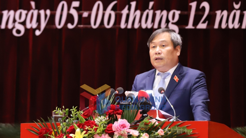 2024-12_Kỳ họp thứ 23 HĐND tỉnh khóa XIV- Bí thư Tỉnh ủy Vũ Đại Thắng phát biểu chỉ đạo tại kỳ họp. Ảnh Đỗ Phương