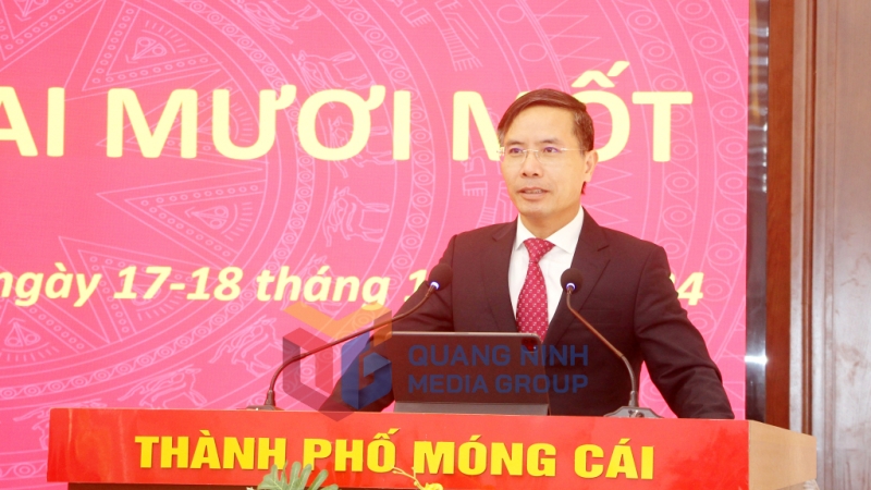Đồng chí Phạm Đức Ấn, Phó Bí thư Tỉnh ủy, Chủ tịch UBND tỉnh, phát biểu chỉ đạo tại Kỳ họp lần thứ 21, HĐND TP Móng Cái khóa XXI (12-2024). Ảnh: Mạnh Trường