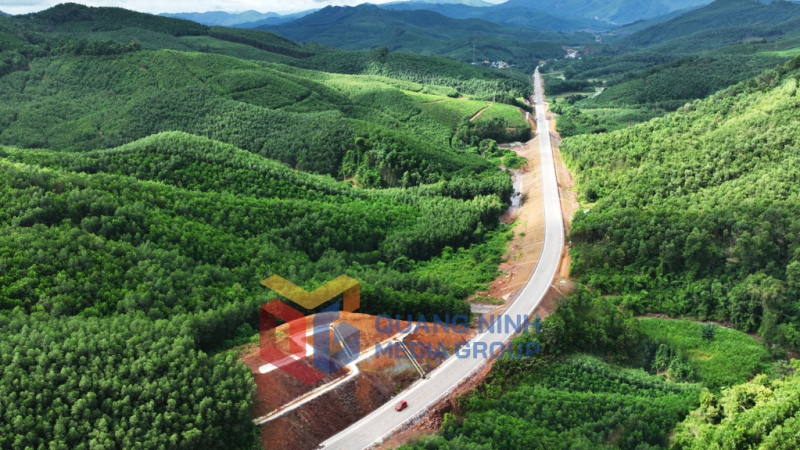 Tuyến đường có cảnh sắc thiên nhiên tuyện đẹp khi chạy giữa những cánh rừng xanh biếc của huyện Ba Chẽ (7-2024). Ảnh: Đỗ Phương