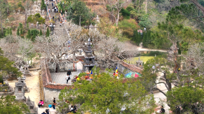 Quang cảnh khu Tháp Tổ từ trên cao (2-2025). Ảnh: Đỗ Giang