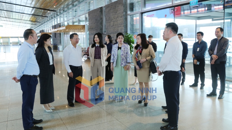 Đoàn khảo sát tìm hiểu tại Cảng hàng không Quốc tế Vân Đồn (3-2025). Ảnh: Nguyễn Thanh