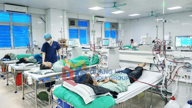 2025-05_Chăm sóc bệnh nhân đang lọc máu chu kỳ tại Khoa Thận - Lọc máu (Bệnh viện Bãi Cháy). Ảnh: Nguyễn Hoa