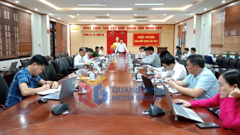 Quang cảnh hội nghị Ban Chấp hành Đảng bộ xã Đầm Hà lần thứ I (7-2025). Ảnh: PV