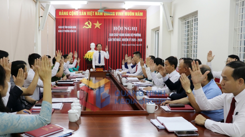 Ban Chấp hành Đảng bộ phường Hồng Gai biểu quyết thông qua các nội dung quan trọng (7-2025). Ảnh: PV
