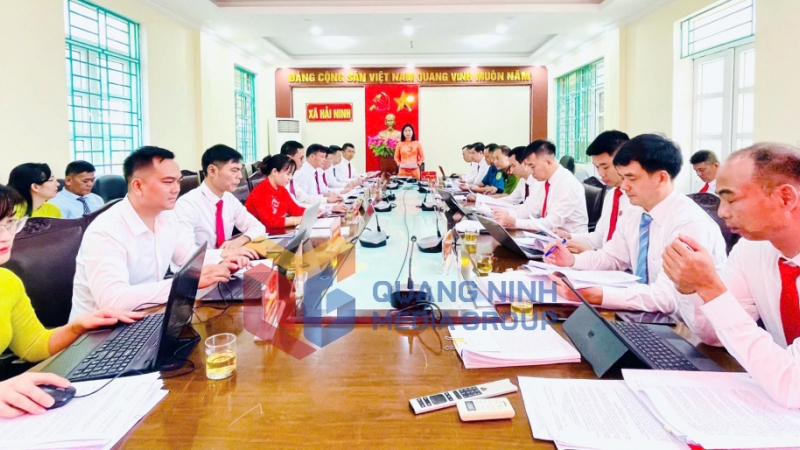 Hội nghị Ban Chấp hành Đảng bộ xã Hải Ninh (7-2025). Ảnh: PV