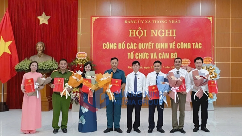 Đảng uỷ xã Thống Nhất tổ chức hội nghị công bố các quyết định về công tác tổ chức, cán bộ (7-2025). Ảnh: PV