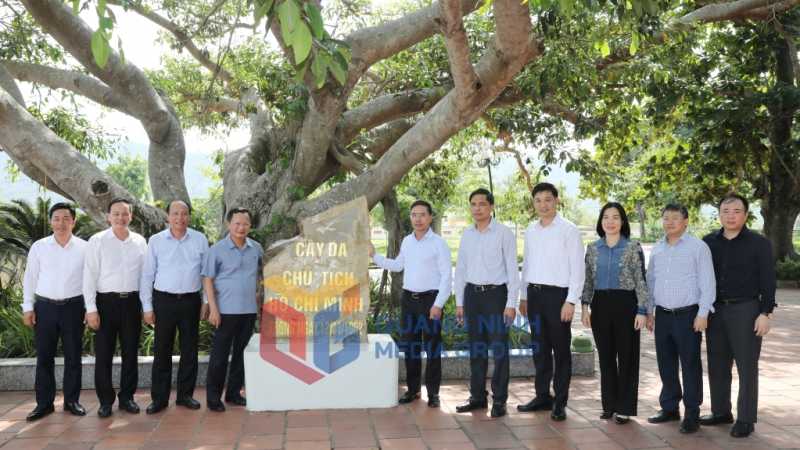 Chủ tịch UBND tỉnh cùng các đồng chí trong đoàn công tác thăm Khu di tích lưu niệm Bác Hồ trên đảo Ngọc Vừng (8-2025). Ảnh: Đỗ Phương