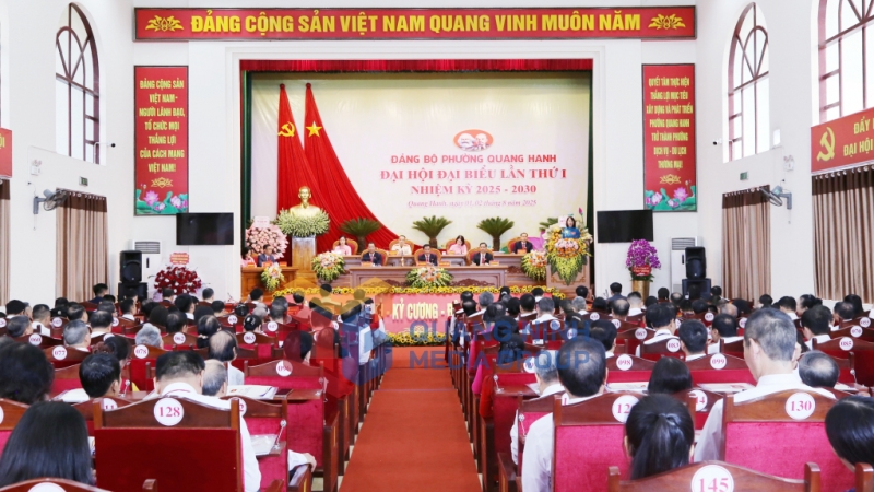 Quang cảnh Đại hội đại biểu Đảng bộ phường Quang Hanh lần thứ I (8-2025). Ảnh: Nguyễn Thanh