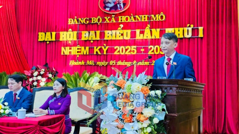 Đại hội đại biểu Đảng bộ xã Hoành Mô lần thứ I với phương châm “Đoàn kết - Dân chủ - Kỷ cương - Đột phá - Phát triển” (8-2025). Ảnh: Hải Hà
