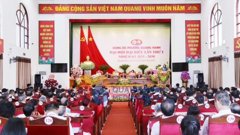 Quang cảnh Đại hội đại biểu Đảng bộ phường Quang Hanh lần thứ I (8-2025). Ảnh: Nguyễn Thanh
