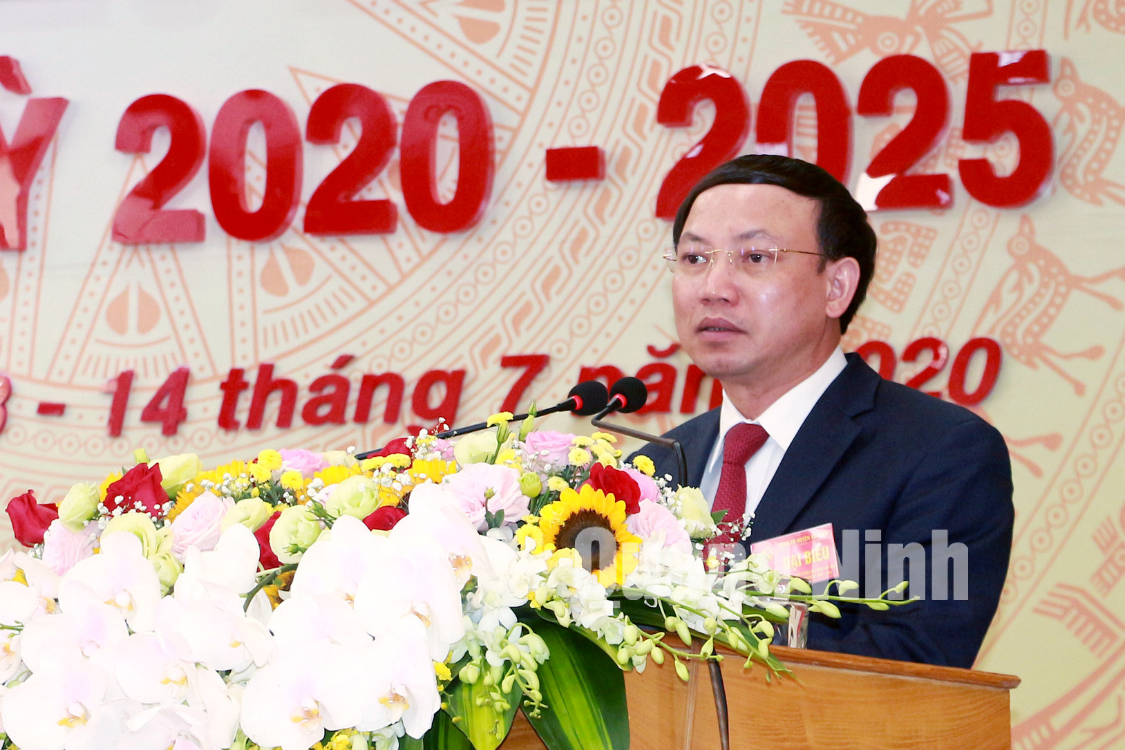 Đồng chí Nguyễn Xuân Ký, Bí thư Tỉnh ủy, Chủ tịch HĐND tỉnh, phát biểu chỉ đạo Đại hội (7-2020). Ảnh: Mạnh Trường
