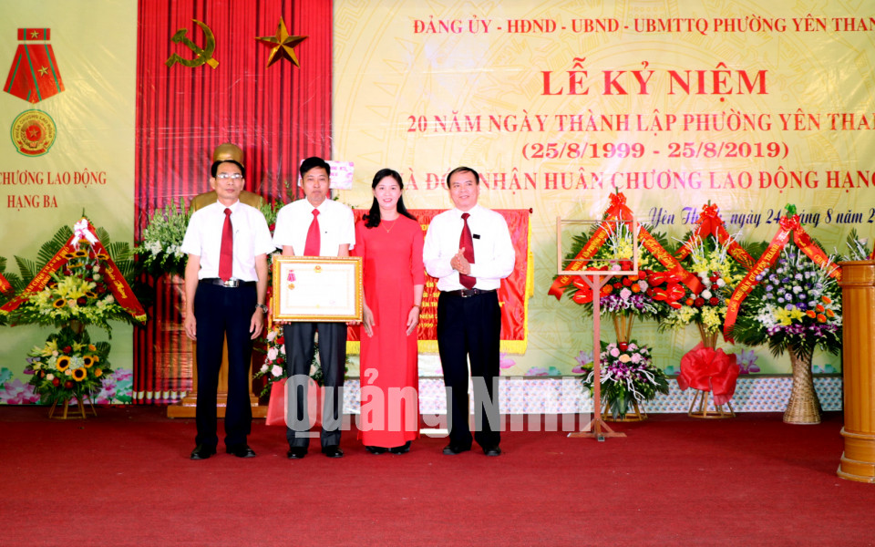 Phường Yên Thanh (TP Uông Bí) đón nhận Huân chương Lao động hạng Ba, tháng 8-2019