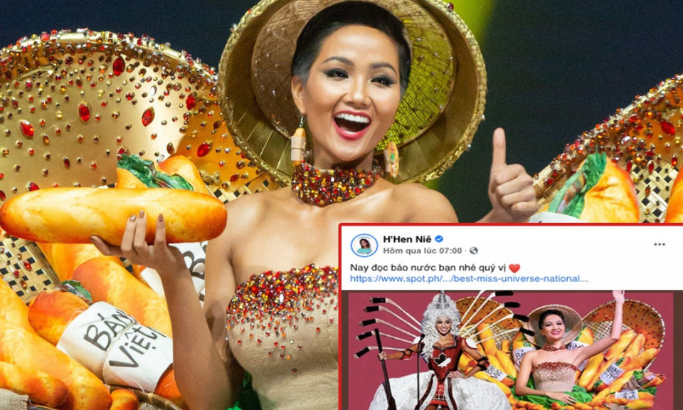 Trang phục dân tộc Bánh mì của H'Hen Niê được báo chí quốc tế khen ngợi