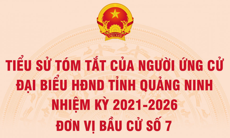 Tiểu sử tóm tắt của người ứng cử đại biểu HĐND tỉnh Quảng Ninh nhiệm kỳ 2021 - 2026 (Đơn vị bầu cử số 7)