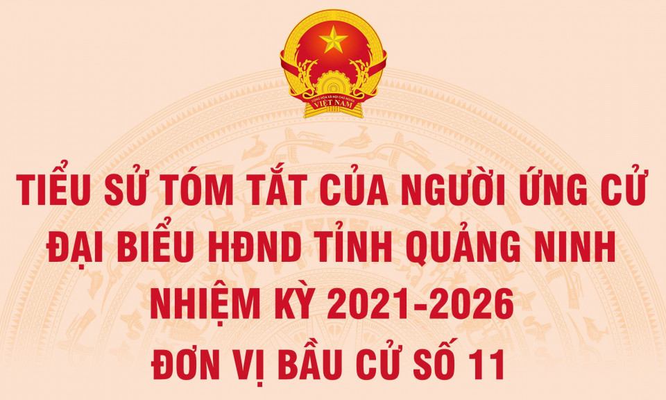 Tiểu sử tóm tắt của người ứng cử đại biểu HĐND tỉnh Quảng Ninh nhiệm kỳ 2021 - 2026 (Đơn vị bầu cử số 11)
