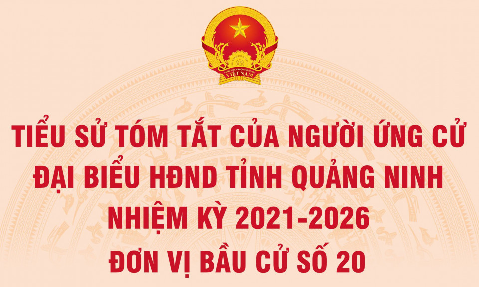 Tiểu sử tóm tắt của người ứng cử đại biểu HĐND tỉnh Quảng Ninh nhiệm kỳ 2021 - 2026 (Đơn vị bầu cử số 20)