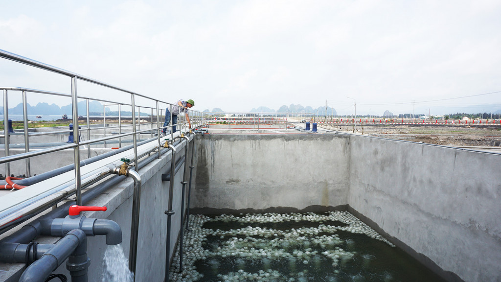 Hệ thống xử lý nước thải tập trung được đầu tư xây dựng đồng bộ tại CCN Cẩm Thịnh (TP Cẩm Phả).