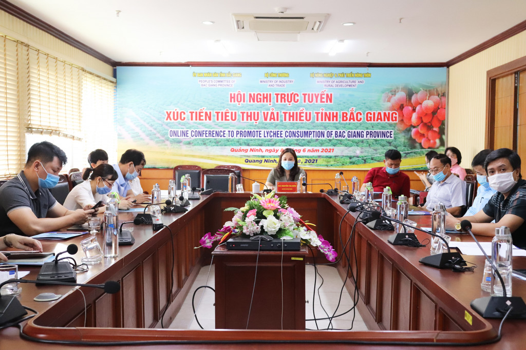 Sở Công Thương Quảng Ninh tham dự Hội nghị trực tuyến Xúc tiến tiêu thụ vải thiều Bắc Giang.