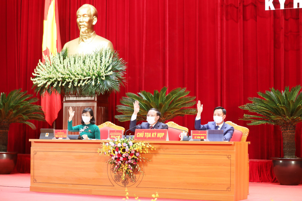 Chủ tọa kỳ họp biểu quyết thông qua Nghị quyết