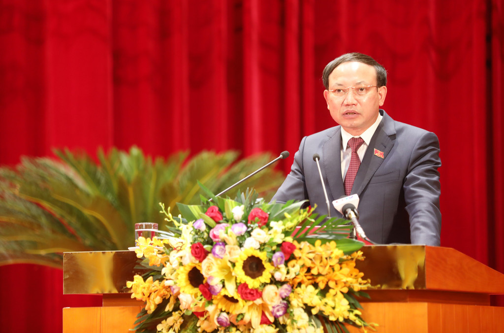 Đồng chí Nguyễn Xuân Ký, Ủy viên Trung ương Đảng, Bí thư Tỉnh ủy, Chủ tịch HĐND tỉnh, phát biểu bế mạc kỳ họp.