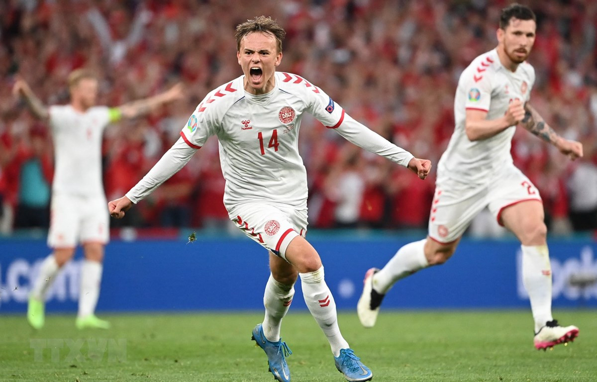 Đan Mạch lách khe cửa hẹp vào vòng 1/8 EURO 2020. (Ảnh: AFP/TTXVN)