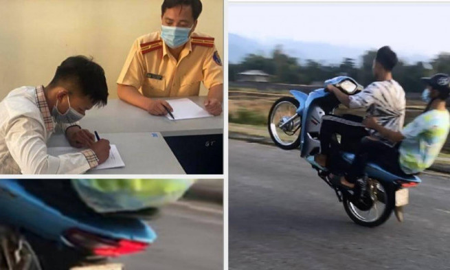 Thanh niên bốc đầu xe máy bị phạt 4,2 triệu đồng