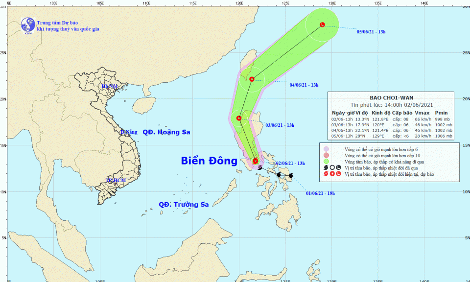 Xuất hiện bão gần Biển Đông