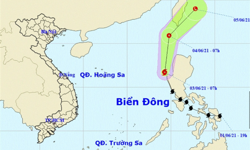 Bão Choi-Wan giật cấp 10 đi vào Biển Đông, trở thành cơn bão số 1 năm 2021