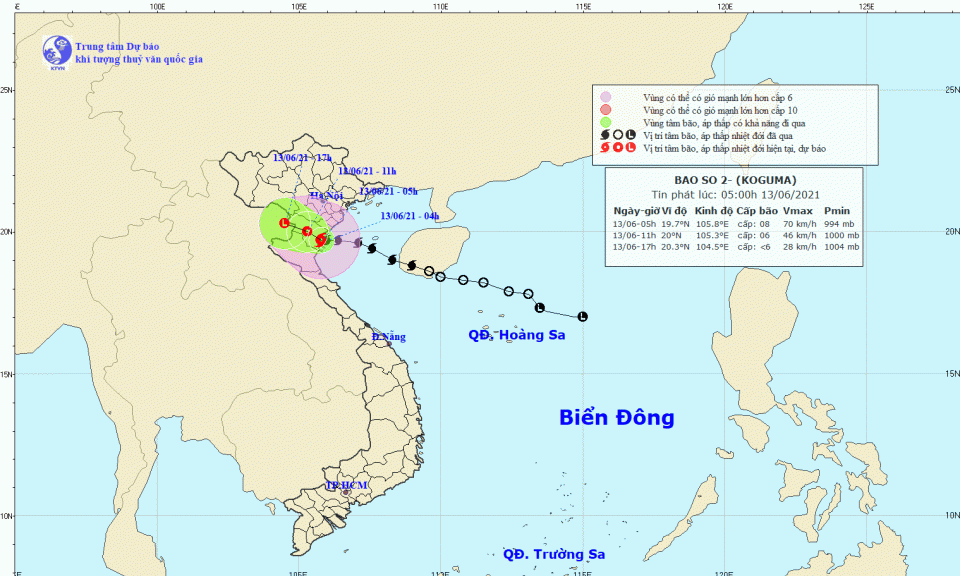 TIN BÃO TRÊN ĐẤT LIỀN (Cơn bão số 2)