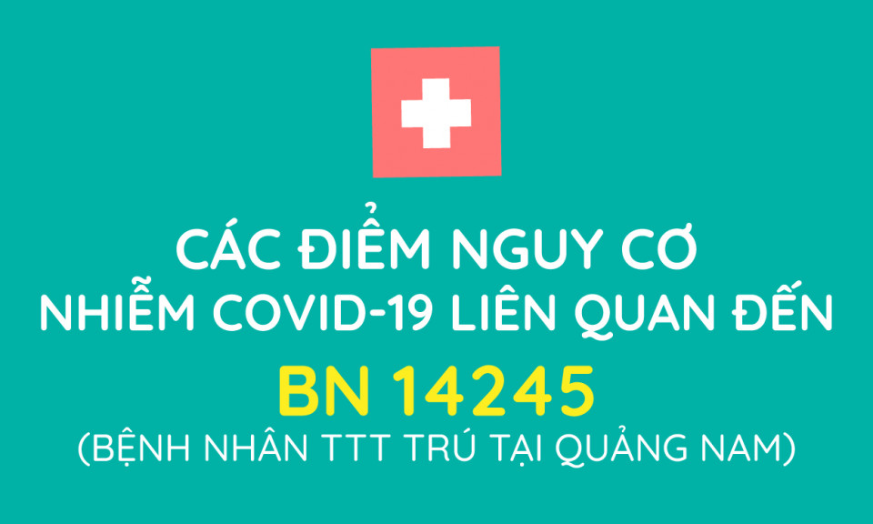 Các điểm nguy cơ nhiễm covid-19 liên quan đến BN14245