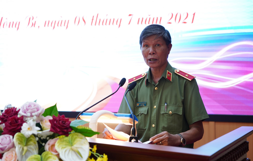Thiếu tướng Nguyễn Thanh Trang, Cục trưởng Cục Xây dựng phong trào Bảo vệ ANTQ, Bộ Công an phát biểu.