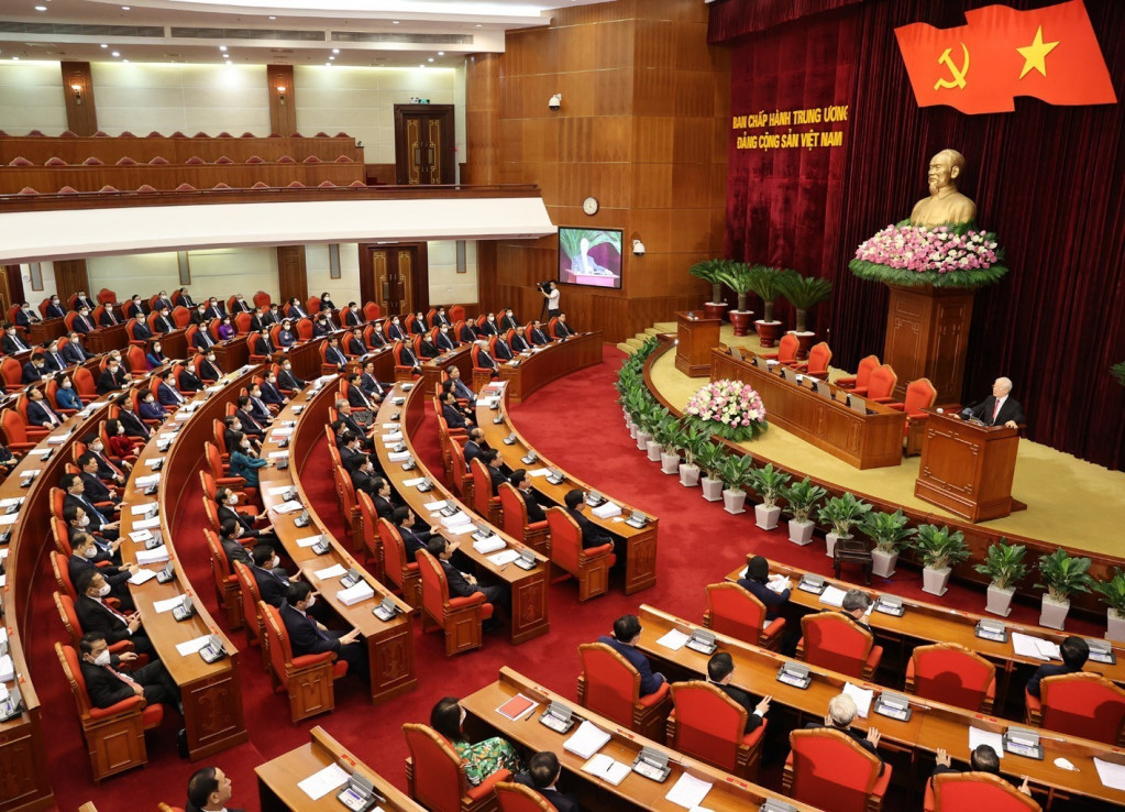 Hội nghị lần thứ ba Ban Chấp hành Trung ương Đảng Cộng sản Việt Nam khóa XIII họp phiên bế mạc tại Trụ sở Trung ương Đảng, Hà Nội. (Ảnh: Trí Dũng/TTXVN)