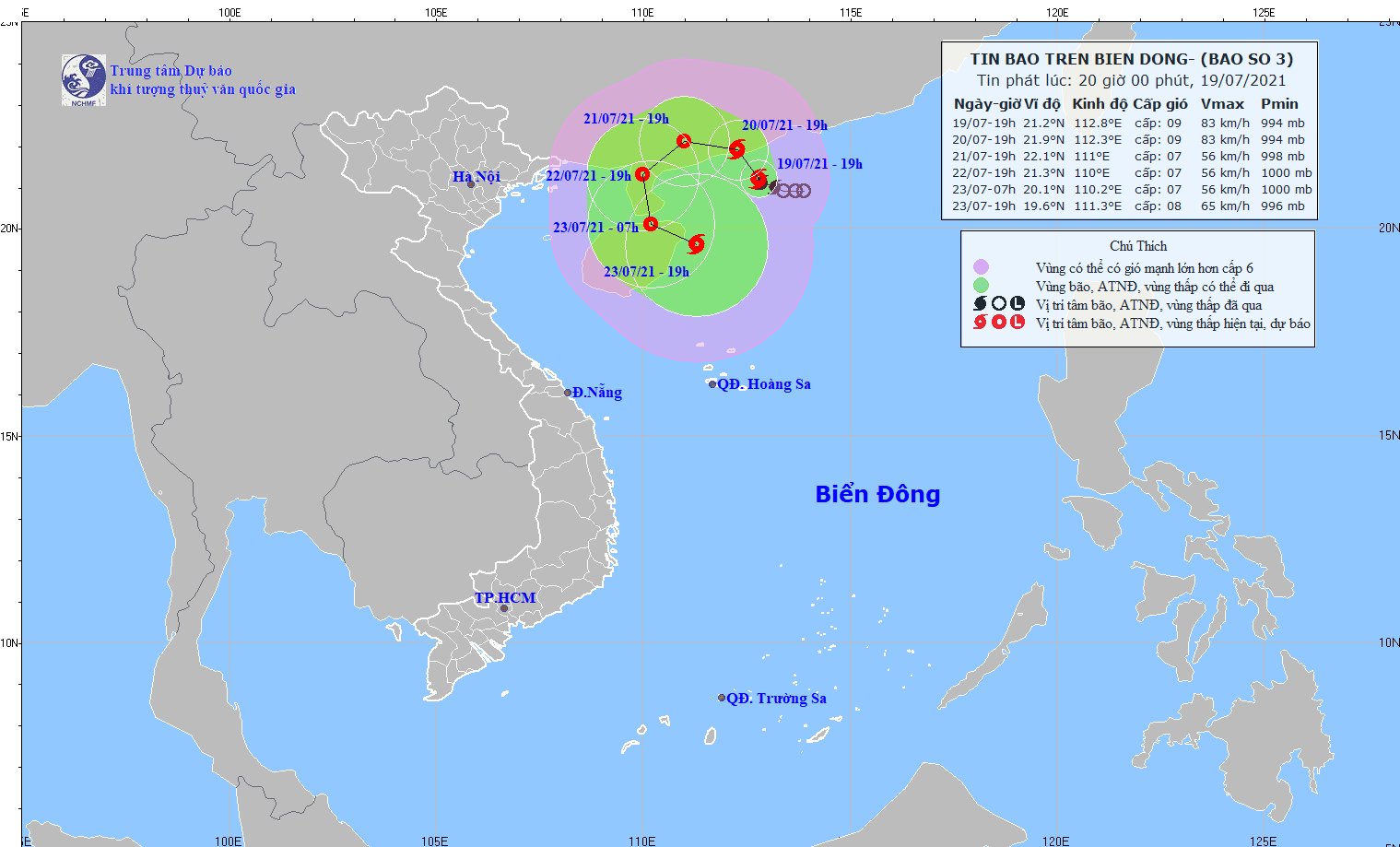 TIN BÃO TRÊN BIỂN ĐÔNG (Cơn bão số 3)