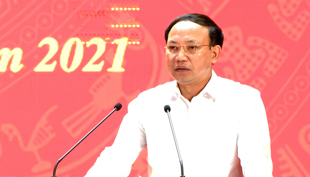 Đồng chí Nguyễn Xuân Ký, Ủy viên Ban Chấp hành Trung ương Đảng, Bí thư Tỉnh ủy, Chủ tịch HĐND tỉnh, phát biểu chỉ đạo tại hội nghị.