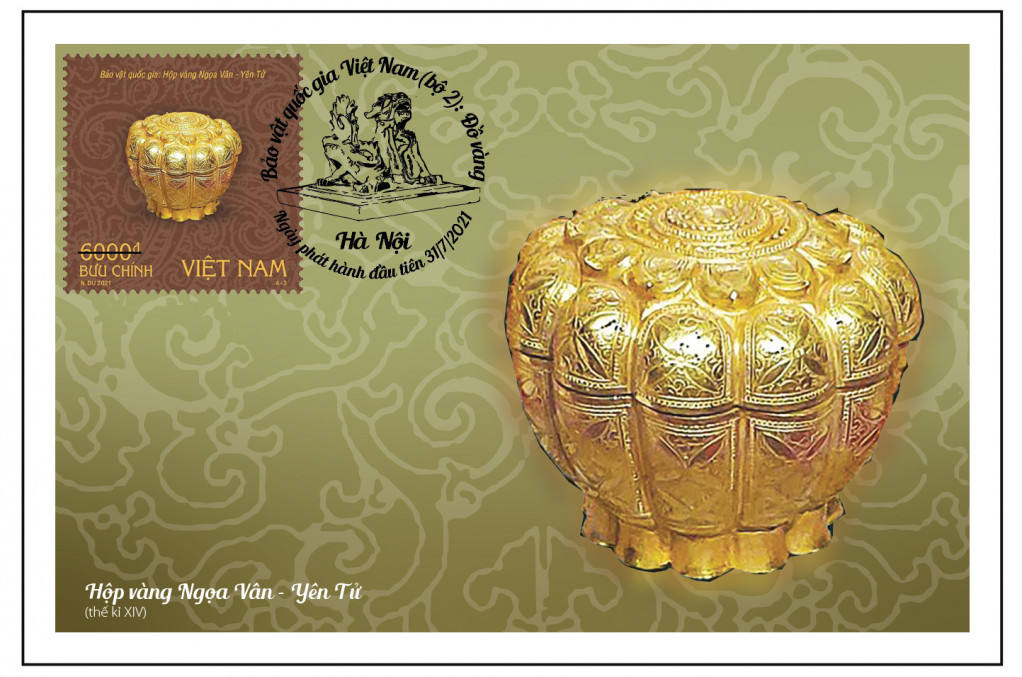 The VND6,000 stamp features Ngoa Van - Yen Tu (the Pagoda in the clouds) gold box.