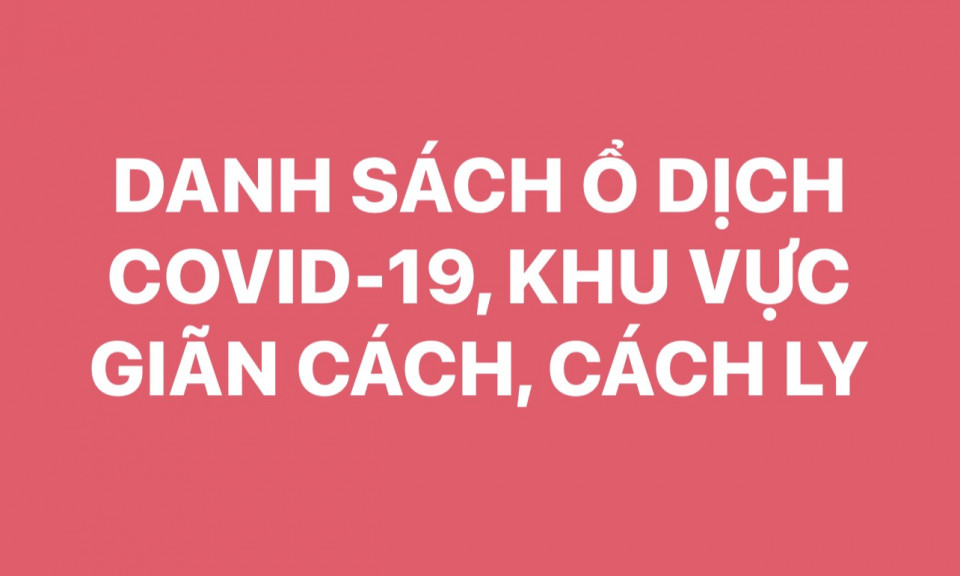 Danh sách ổ dịch Covid-19, khu vực giãn cách, cách ly (cập nhật hàng ngày)